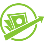 Profit-optimization icon — money flying upward